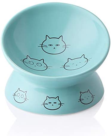 CEEFU Elevated Dog Bowl Cat Bowls with Stand, Adjustable Raised Pet Bowl  Stand Feeder, Anti-Slip Metal Wire Stand with 2 Ceramic Bowls