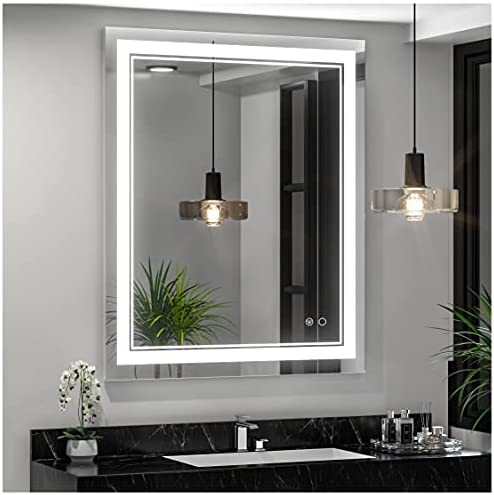 Apex 55 W x 30 H LED Bathroom Light Mirror,Anti Fog,Dimmable,Dual  Lighting Mode,Tempered Glass