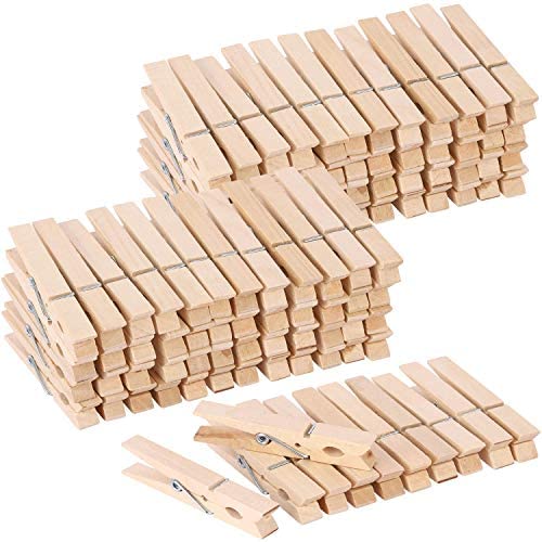 Clothes Pins, Small Clothes Pins For Photos, 1.4 100 PCS Natural Birchwood  Mini Clothes Pins, Strong Springs Colorful Clothespins