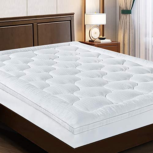 Leisure Town California King Mattress Pad Cover Cooling Mattress Topper Cotton Top Pillow Top with Snow Down Alternative Fill (8-21 inch Fitted Deep