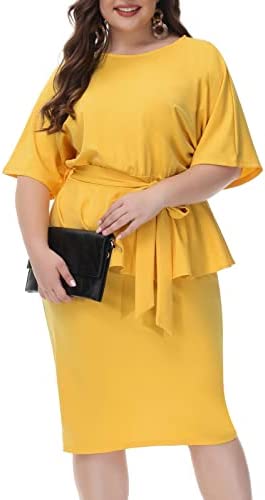 Wholesale Hanna Nikole Women Plus Size Peplum Dress Office Wear to