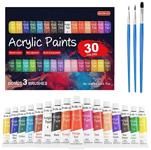 ColorCrayz Kids Art Set | 27-Piece Acrylic Paint Set with 5 Paint Brushes 8x10 Painting Canvas Tabletop Easel & Bonus Art Smock Paint