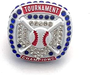 HOME PLATE CHAMPION RING — WHITE BODY, RED STONES, BLUE SIDES, NATIONAL RING  (Item #03-12) – Discount Sports Rings