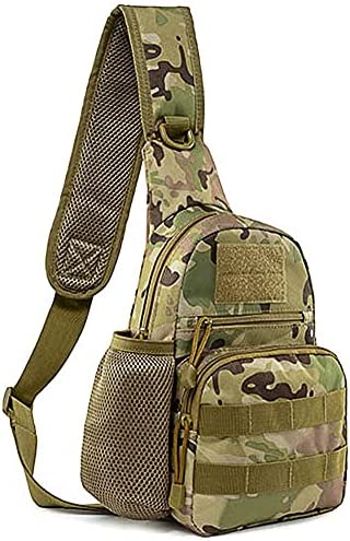 Fami Outdoor Tactical Shoulder Backpack, Military & Sport Bag Pack Daypack for Camping, Hiking, Trekking, Rover Sling - Army Green