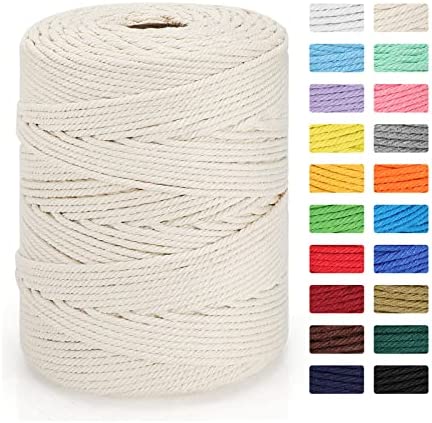 Recycled Cotton Macrame Cord 4mm x 547 Yards Thick Single Strand