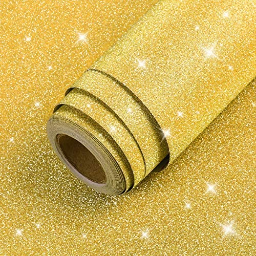 JAM Paper Gift Wrap - Glitter Wrapping Paper - 25 Sq Ft - Gold Glitter -  Roll Sold Individually