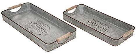 Wholesale Glitzhome Galvanized Metal Tray Set of 2 Farmhouse Tin Trays ...