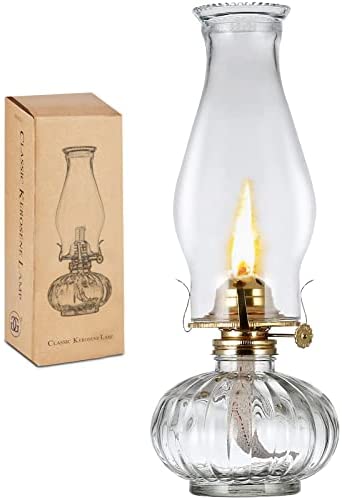  4 Pieces Clear Glass Kerosene Lamps for Indoor Use Large  Chamber Oil Lamp Vintage Decorative Hurricane Lamp Rustic Oil Lantern with  Adjustable Fire Wick for Emergency Lighting Decor, 13 Inches Height 