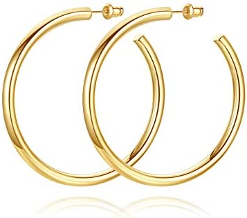 Gold Chunky Hoop Earrings Set for Women, 14K Gold Plated Twisted Huggie  Hoop Earring Hypoallergenic, Thick Open Hoops Set Lightweight