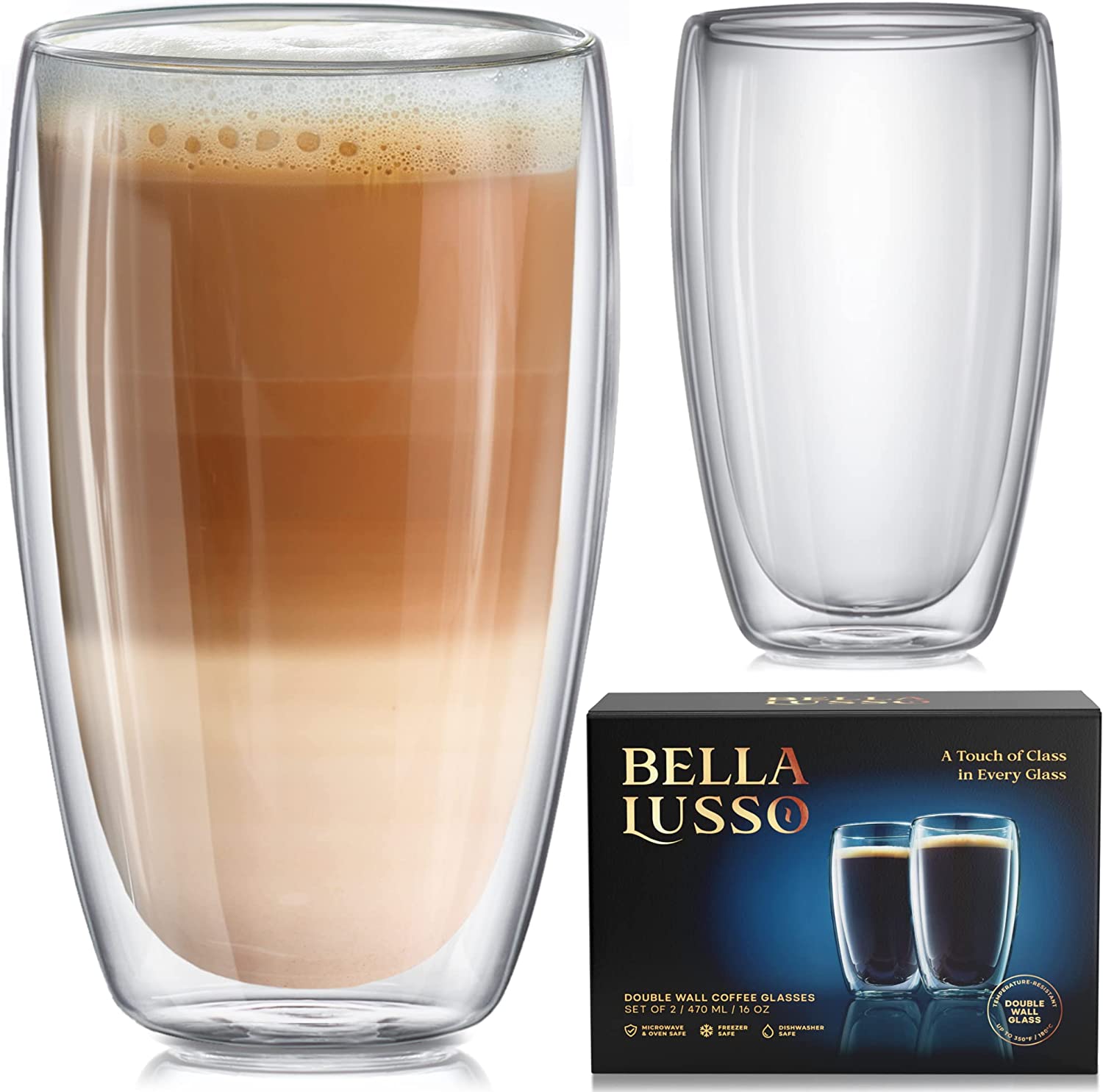 Double Walled 16 oz. Glass Mug — Bella Sabatina Premium Tea