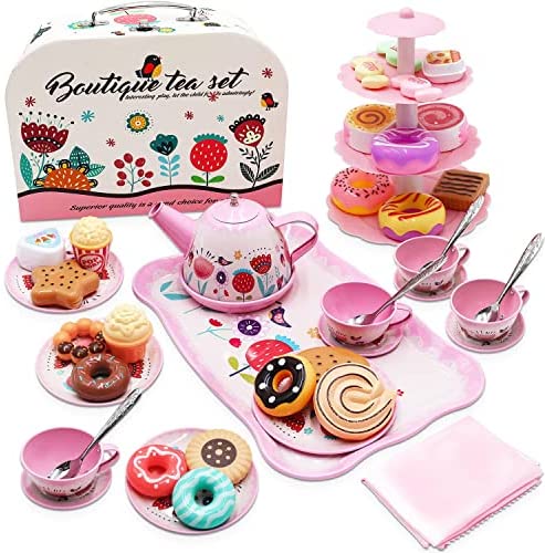 Kids Tea Party Set for Little Girls Birthday Gift Toys for 3 4 5 6 7