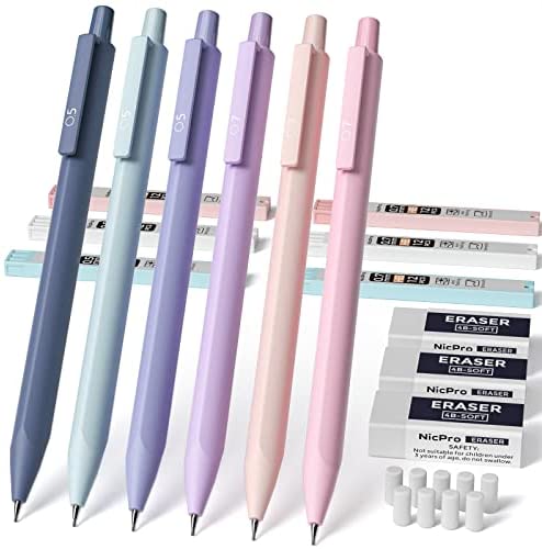 Nicpro 47PCS Pastel Mechanical Pencil Set With Big Capacity Pencil Cas