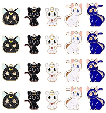 Westingmanual Cute Cat Charms, 22 Pcs Enamel Cat Charms for