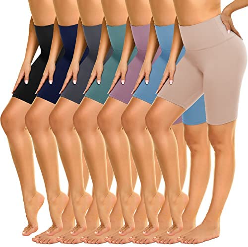 QGGQDD 3 Pack Biker Shorts Women with Pockets - 8” High Waisted Black  Workout Running Yoga Shorts