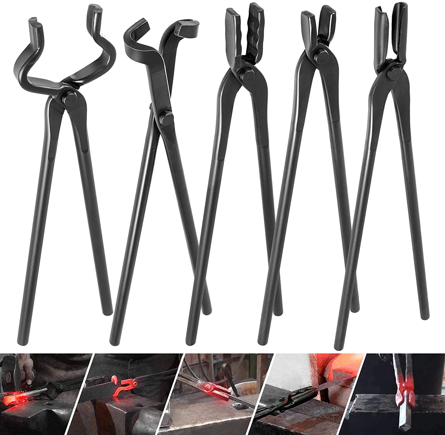 MR VOLCANO mr volcano blacksmith forge foundry tongs 20 inch -  blacksmithing tool for beginner professional blacksmiths bladesmiths craf