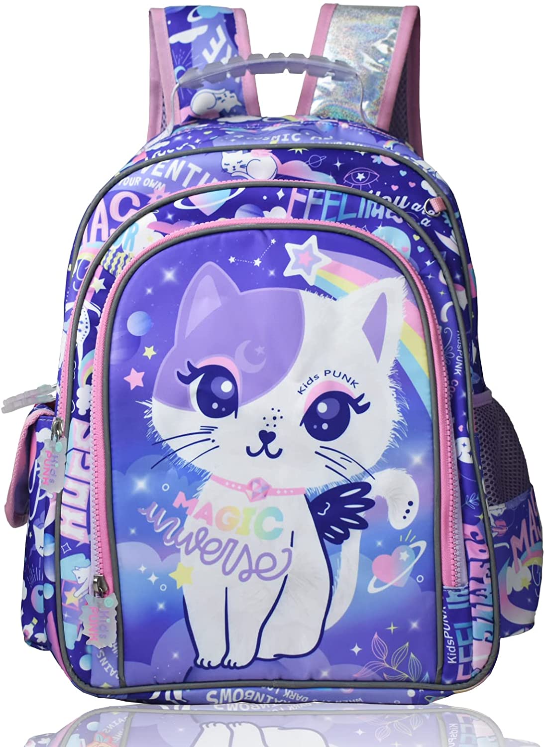 Renewold Black Cat School Backpack Purse for Girls Kids School Bag with  Lunch Box Pencil Case Elementary Primary High Schoolbags Bookbag Large