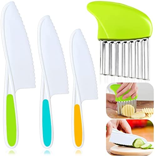 9 Pieces Kids Knife Set For Cooking, 2 Pair Cut Resistant Gloves (ages  6-12)with Cutting Board , 6 Sizes Colors, Serrated Edges,real Kids Cooking  To