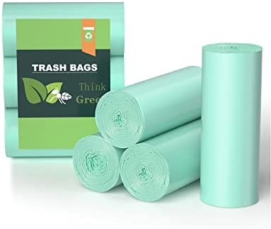 1.2 Gallon Small Trash bags Biodegradable Mini Bathroom Garbage Bags Fit  4.5 Liter Trash-Can-Liners for Bathroom Kitchen Office (150 Counts,Green)