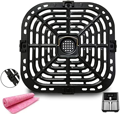 Upgraded Air Fryer Replacement Grill Pan for Chefman 8 QT, Nonstick Air  Fryer Plates with Rubber Bumpers, Air Fryer Accessories Replacement Tray