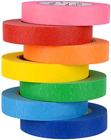Craftzilla Colored Masking Tape – 6 Color Masking Tape Rolls – 990 Feet x 1  Inch Painters Tape – Colored Painters Tape Assortment – Painter Tape –