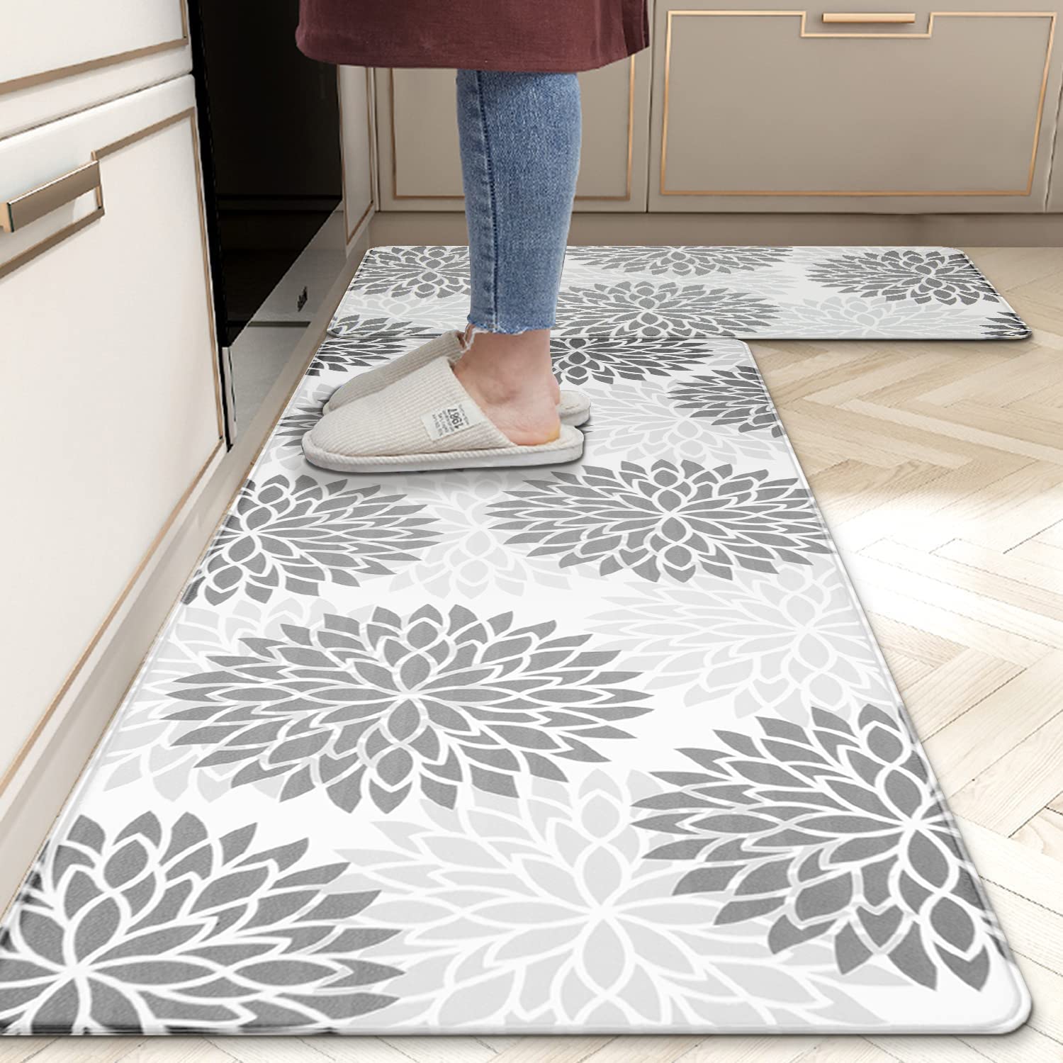 DEXI Kitchen Rug Cushioned Anti Fatigue Kitchen Mats, 2/5Inch Waterproof  Non Skid Memory Foam Standing Mat