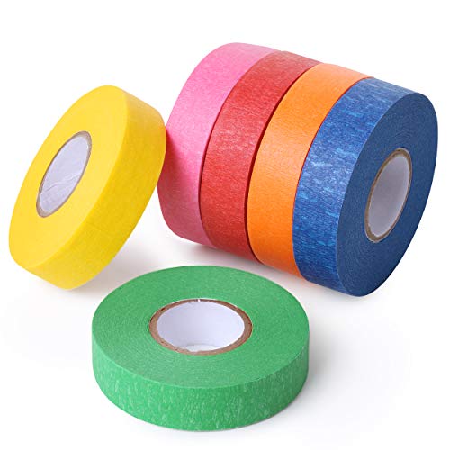 Craftzilla Colored Masking Tape – 6 Color Masking Tape Rolls – 990 Feet x 1  Inch Painters Tape – Colored Painters Tape Assortment – Painter Tape –