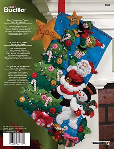 Bucilla 18-Inch Christmas Stocking Felt Applique Kit, Down The Chimney