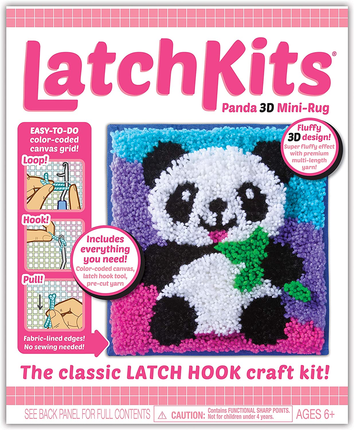 LatchKits Latch Hook Kit for Wall Hangings & Mini-Rugs - Dragon - Craft Kit  with Easy, Color-Coded Canvas, Pre-Cut Yarn & Latch Hook Tool - Perfect
