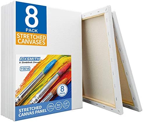 CONDA 18x24 inch Stretched Canvas for Painting, Pack of 5, 100% Cotton, 5/8  Inch Profile Value Bulk Pack for Acrylics, Oils Painting