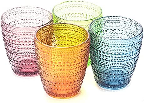 Bandesun Thick Glassware Drinking Glass Set of 6 Diamond Kitchen Glasses Tumbler Cup(12 OZ),for Water,Cocktail,Milk,Juice and Beverage.