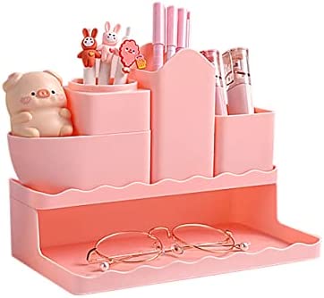 Kawaii Desk Organizer Kawaii Desk Accessories with Kawaii Stickers Cute  Aesthetic Pencil Makeup Storage Container Kawaii Stuff for Room Organizer  School Supplies for Kids Teen Girls Pink 