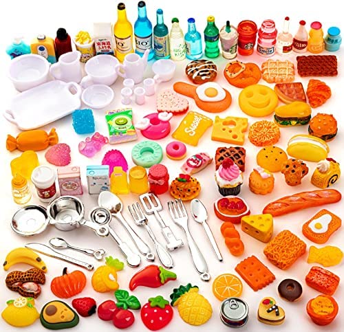 Toys Assorted Pretend Foods Mini 150 Pieces Miniature Food Drinks Bottle