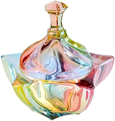 Crystalia Decorative Glass Candy Jar with Lid