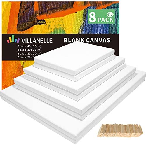 FIXSMITH Stretched White Blank Canvas- Multi Pack 4x4,5x7