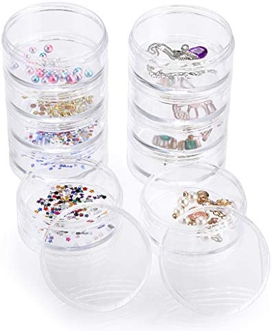 Decorrack 30 Plastic Mini Containers with Lids 1oz Craft Storage Containers for Beads Glitter Slime Paint Pots or Seed Storage Small Clear