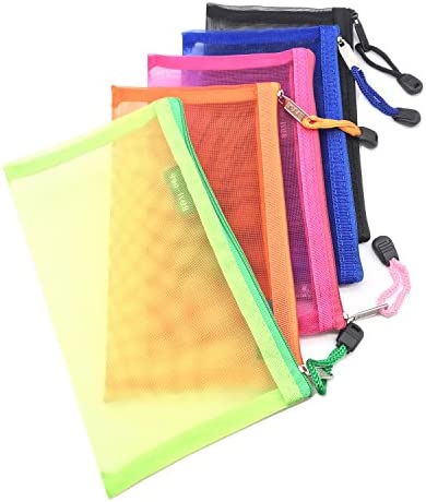 Uxcell Mesh Zipper Bags, A5 Travel Cases Nylon Makeup Pouches, White 4 Pack  