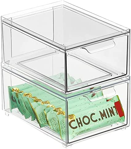 mDesign Stackable Plastic Storage Bin Box with Hinged Lid - Organizer for  Vitamins, Supplements, Serums, Essential Oils, Medicine Pill Bottles,  Adhesive Bandages, First Aid Supplies - 4 Pack - Clear : : Home