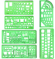 6 Pieces Plastic Measuring Templates Building Formwork Stencils Geometric Drawing Rulers for Office and School, Clear Green : Office Products