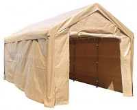 ALEKO CP1020BE Outdoor Event Carport Garage Canopy Tent Shelter Storage with Sidewalls 10 x 20 x 8.5 Feet Beige: Garden & Outdoor