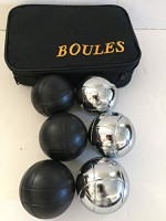 Unique 6 Ball 73mm Metal Bocce/Petanque Set with 3 Silver Balls and 3 Black Balls : Sports & Outdoors