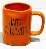 Rae Dunn By Magenta HAPPY HALLOWEEN 2019 Limited Edition Orange Ceramic LL Coffee Tea Mug With Black Letter: Kitchen & Dining