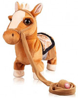 Walking Pony Toy Musical Singing Dancing Plush Interactive Pony Walk Along Toy Horse with Leash Pony Robot Plush Stuffed Animal Shaking Head Buttocks Toy for Boys & Girls Kids or Toddlers H: 11.81": Toys & Games