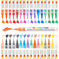 32 Colors Acrylic Paint Marker Pens- Include 10 Glitter Markers, For Rock Painting, Paper, Plastic, Ceramic, Glass, Wood, Metal, Canvas. Water Based, Acid Free Non Toxic, Quick Dry, Fine Tip: Office Products