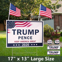 Goldweather 17" x 13" Trump Yard Sign for 2020 Election Campaign | Keep American Great Donald Trump for President Lawn Signage w/Metal Stake | Water Resistant Ground Sign Holder (Multicolor): Home Improvement