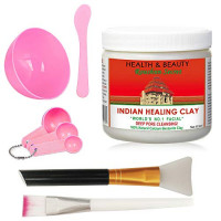Indian Healing Clay Premium Mask Set by ROUSHUN – All-In-One Kit Includes 1lb ROUSHUN Indian Healing Clay, Bowl, Stir, Scoop, Brush, Silicone Face Mask Brush (6 In 1) : Beauty