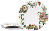 Bico Protea Cynaroides Ceramic 11 inch Dinner Plates, Set of 4, for Pasta, Salad, Maincourse, Microwave & Dishwasher Safe: Salad Plates