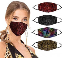 Rhinestone Glitter Bling Face Mask Sparkle Fashionable Crystal Fancy Diamond Sequin Bedazzled Sexy Designer Pretty Cute Girly Bridal Shiny Stylish Cool Halloween for Women Man Adult Costume(red) : Sports & Outdoors