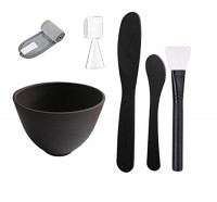 7 IN 1 Silicone Face Mask Mixing Bowl Set DIY Facemask Care Tool with Black Silicone Bowl Clear/Rose Red Silicone Mud Mask Brush Applicator Large Stick Spatula Measuring Spoon Mask Gray Headband : Beauty