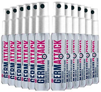 Germ Attack Hand Sanitizer Spray, Mini Travel Size Bottles, 8 ml Each, Alcohol Free, Fragrance Free (Pack Of 12) : Beauty
