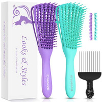 2 Pack Detangling Brush, Sosoon Detangle Hair Brush for Hair Textured 3a to 4c Kinky Wavy/Curly/Coily/Wet/Dry/Oil/Thick/Long/Short Hair, Green&Purple : Beauty